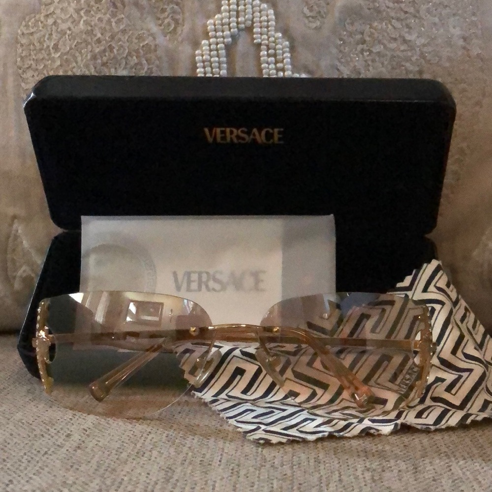 Versace Sunglasses Champagne Gold w/ Crystals